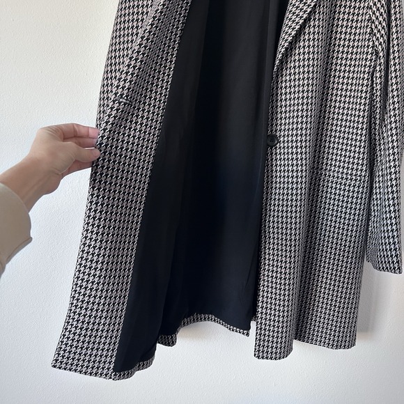 Sanctuary Carly Coat Longline Blazer Jacket Saddle Houndstooth Oversized Size L - Picture 9 of 13
